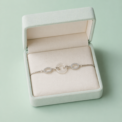 Infinity Glow 925 Sterling Silver Bracelet with Crystal Rings SBR2896