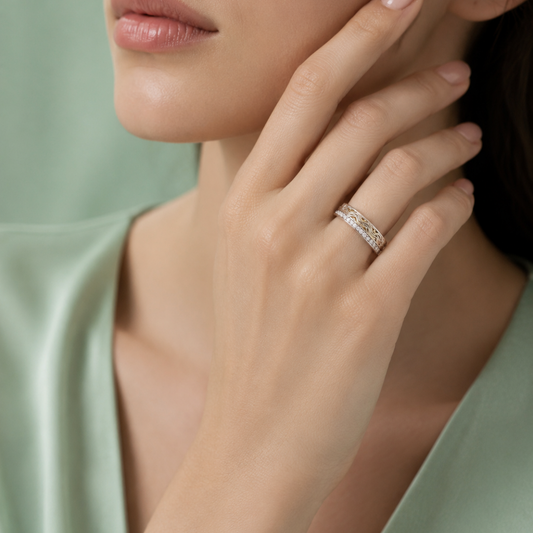 Sinara Golden Wave 925 Silver Ring IRM 3898