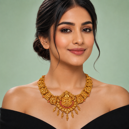 Traditional Lakshmi Temple Gold Necklace (Bridal Statement Choker) SET939