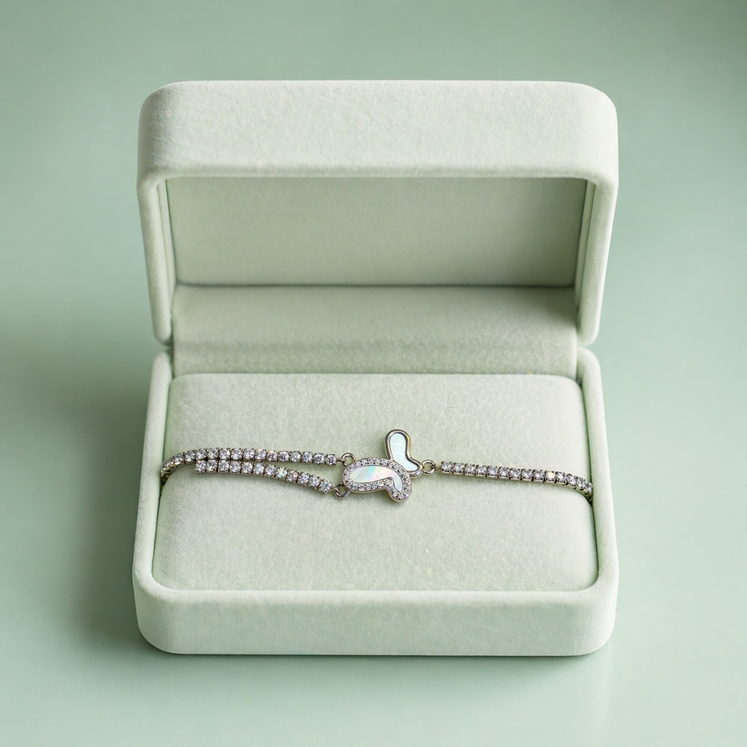 Elegant Double Chain Heart 925 Sterling Silver Bracelet SBR2884