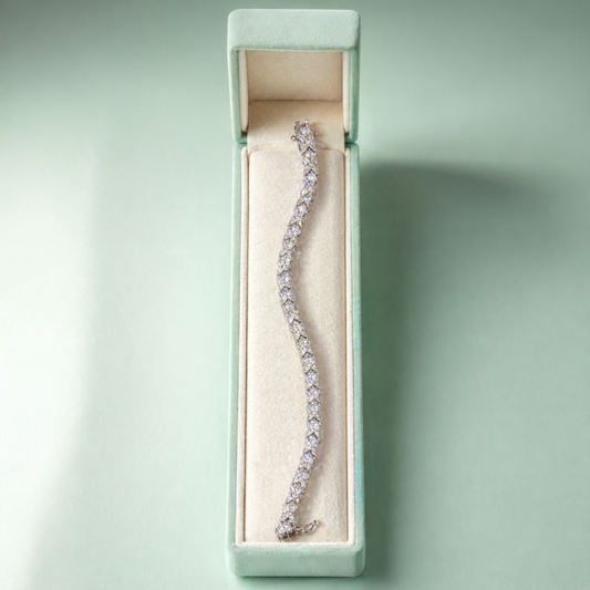 Premium Wavy Tennis Zircon 925 Sterling Silver Bracelet SBR2564