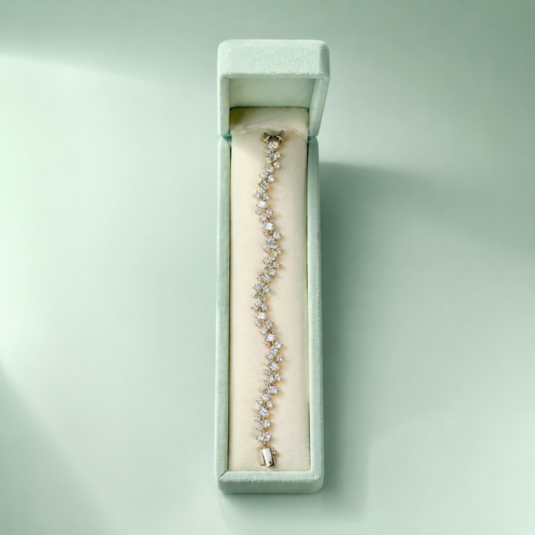 Floral Cluster Zircon 925 Sterling Silver Bracelet