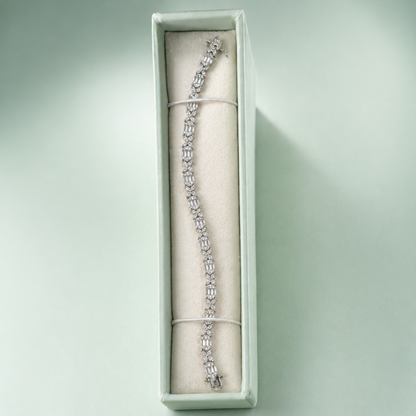 Baguette Crystal Link 925 Sterling Silver Bracelet SBR2548