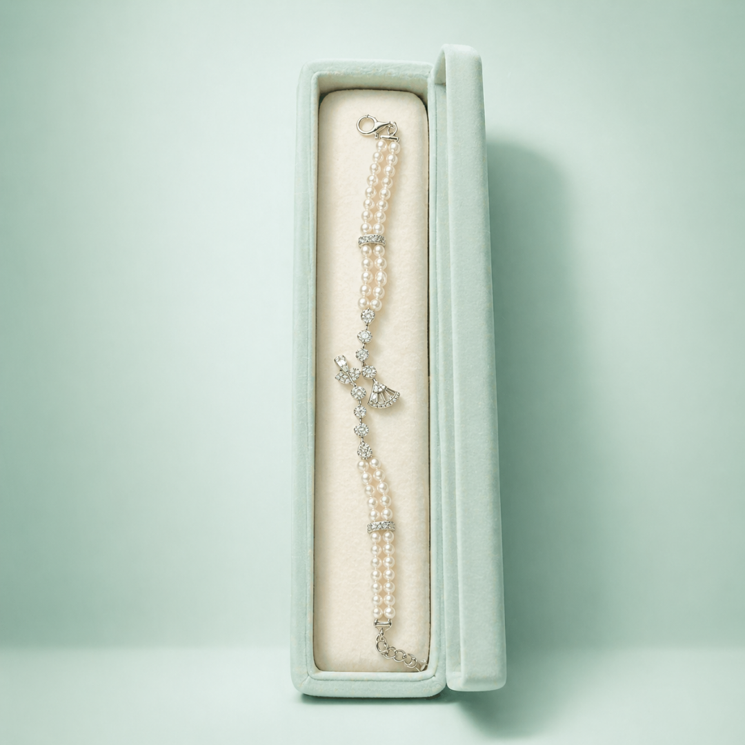 Elegant Pearl Charm 925 Sterling Silver Bracelet  SBR2685