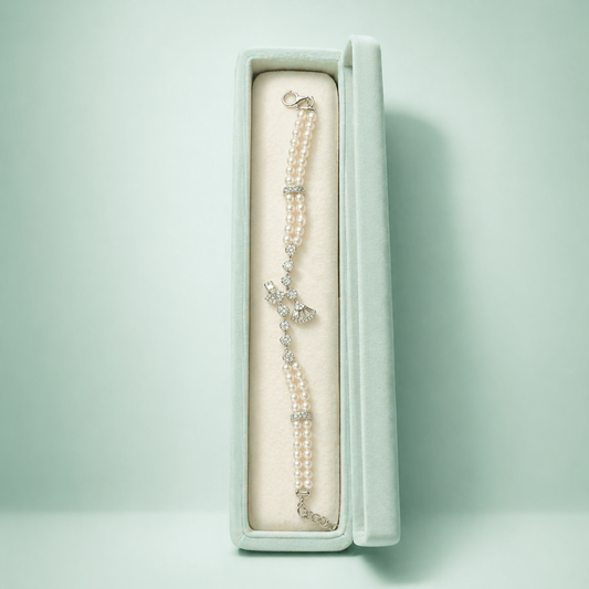 Elegant Pearl Charm 925 Sterling Silver Bracelet  SBR2685