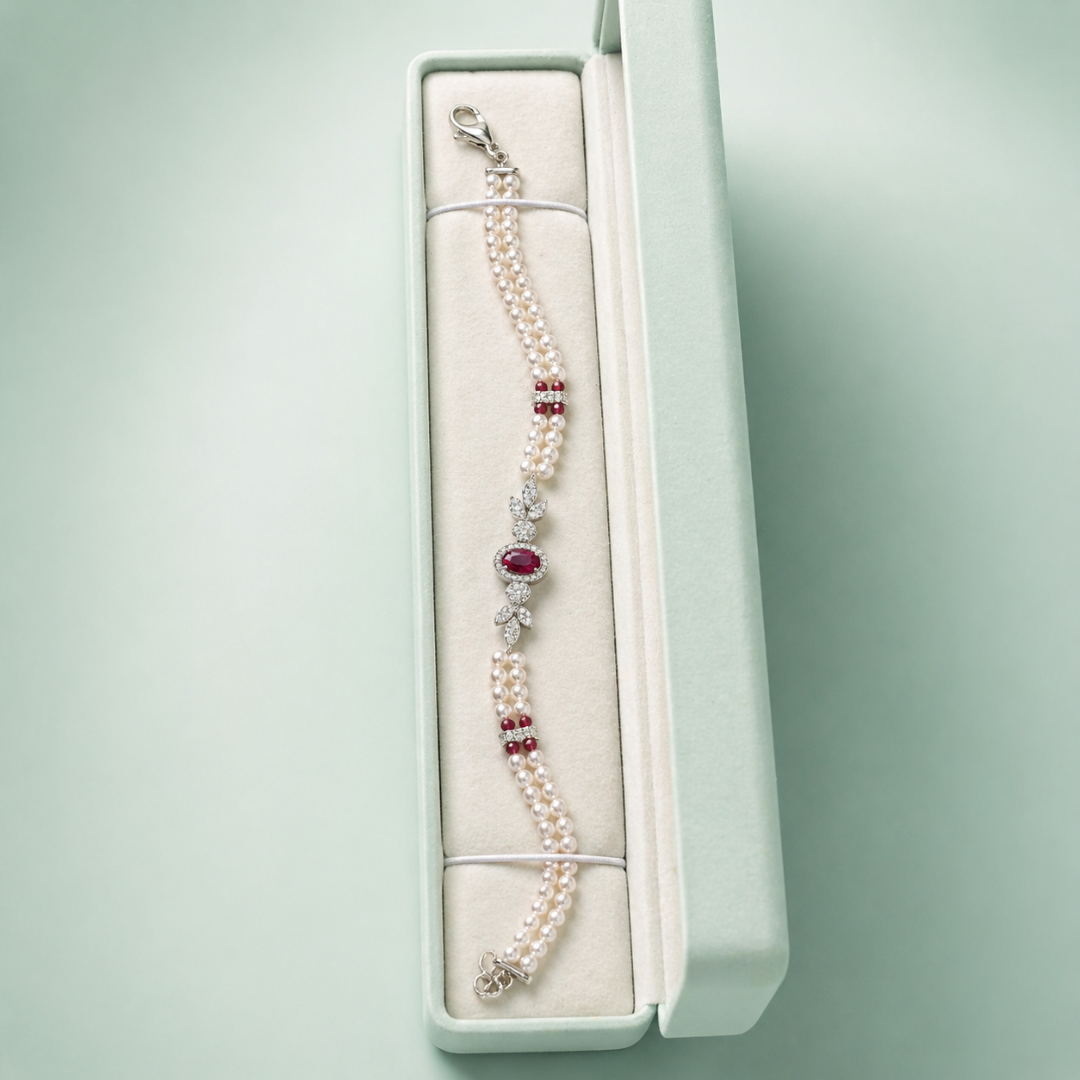 Royal Ruby Pearl 925 Sterling Silver Bracelet  SBR2686