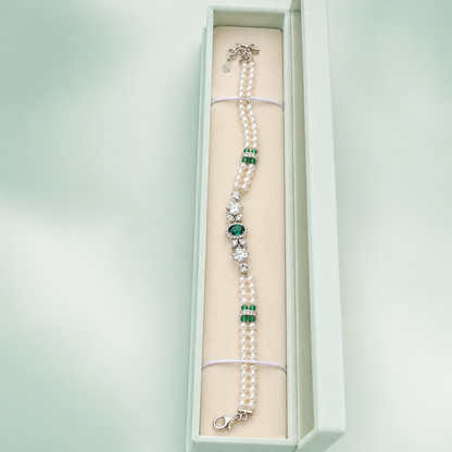 Emerald Pearl Elegance 925 Sterling Silver Bracelet SBR2668