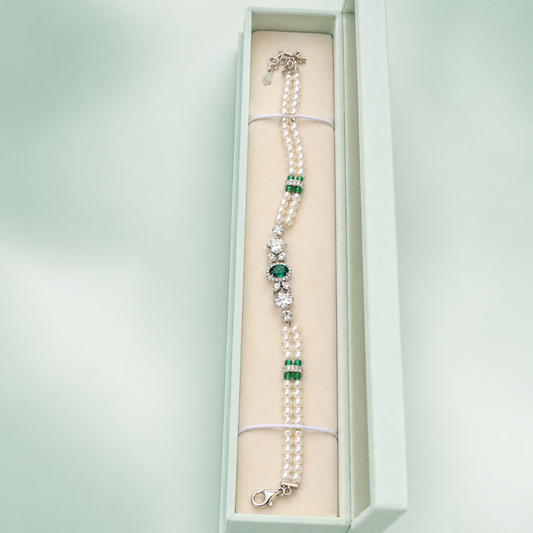 Emerald Pearl Elegance 925 Sterling Silver Bracelet SBR2668