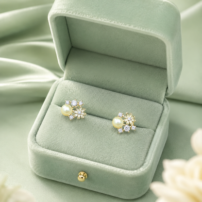 Blooming Pearl Daisy Stud Earrings – Pure 925 Sterling Silver Floral Elegance STB1597
