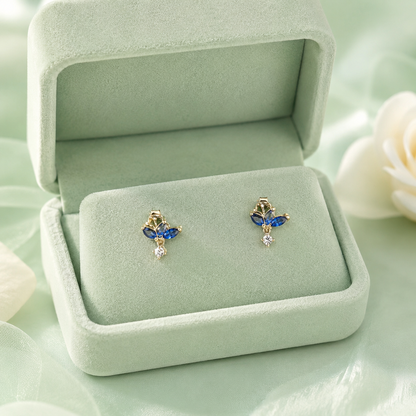 Enchanting Sapphire Bloom Stud Earrings – Pure 925 Sterling Silver Floral Design STB1580