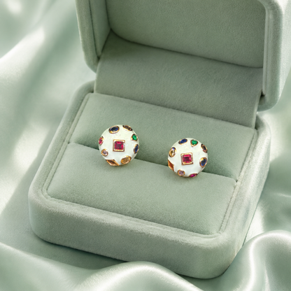 Celeste Mosaic Stud Earrings – Pure 925 Sterling Silver & Multicolor Gemstone Elegance STB1735