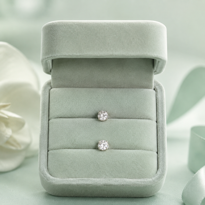 Timeless Sparkle 925 Sterling Silver Solitaire Stud Earrings STB1922