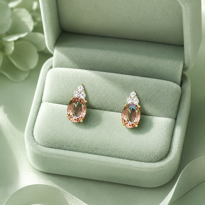 Blush Radiance Pear-Cut Earrings in Pure 925 Sterling Silver STB1545
