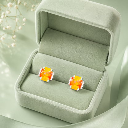 Radiant Sunset Mosaic Stud Earrings – Pure 925 Sterling Silver STB1695