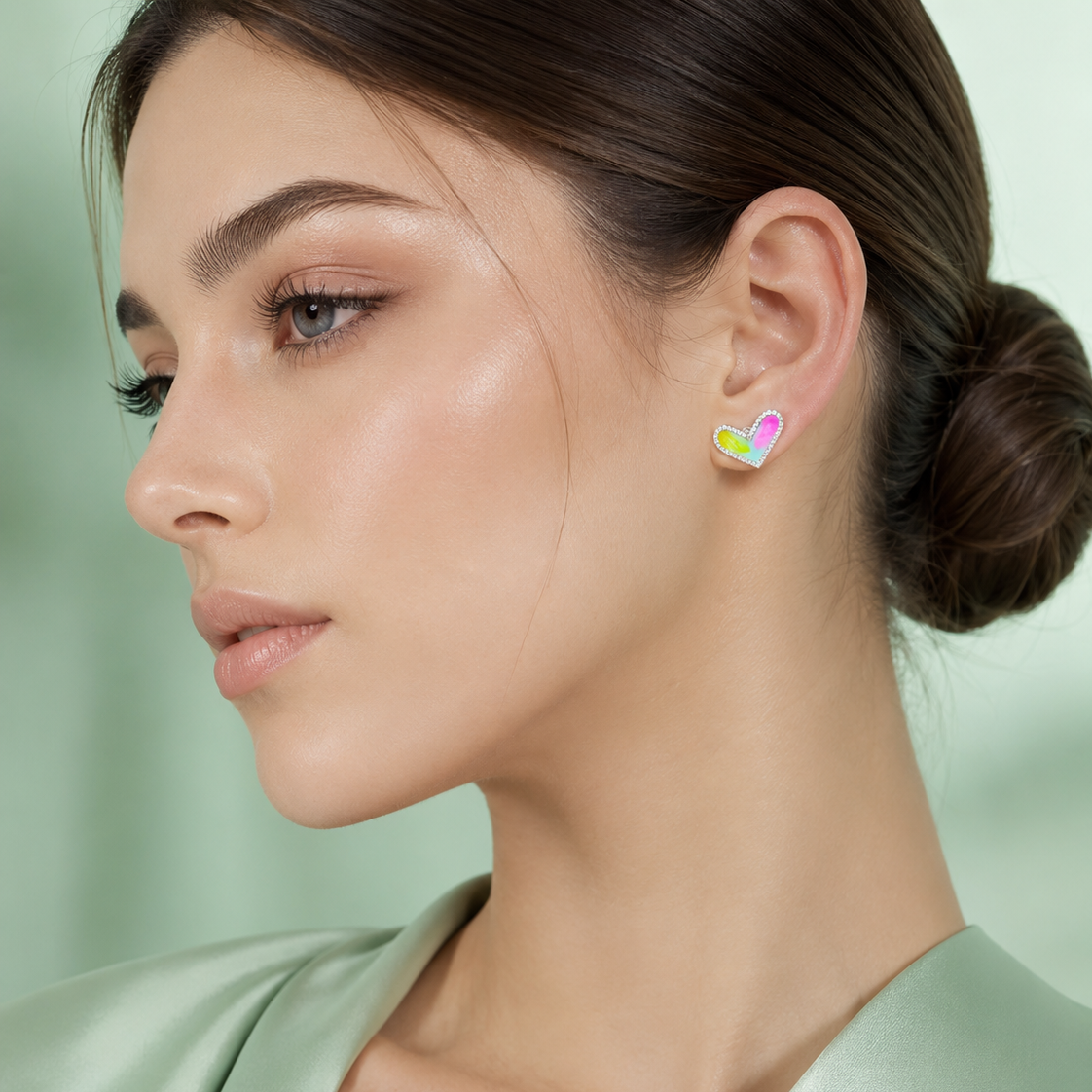 Pastel Heart Glow Stud Earrings – Pure 925 Sterling Silver STB1703