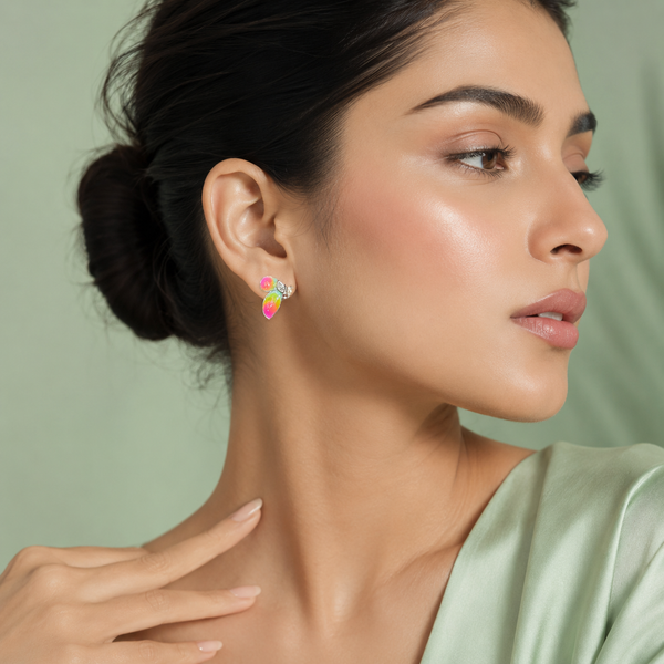 Aurora Bloom 925 Sterling Silver Enamel Stud Earrings STB1707