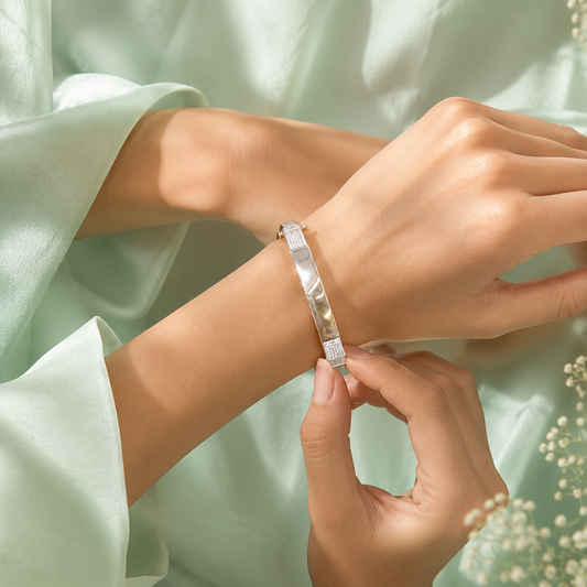 Luxury Rose Gold 925 Sterling Silver Cuff Bracelet for Women SBR2587