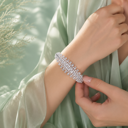 Luxury Statement CZ 925 Sterling Silver Bridal Bracelet for Women SBR2649
