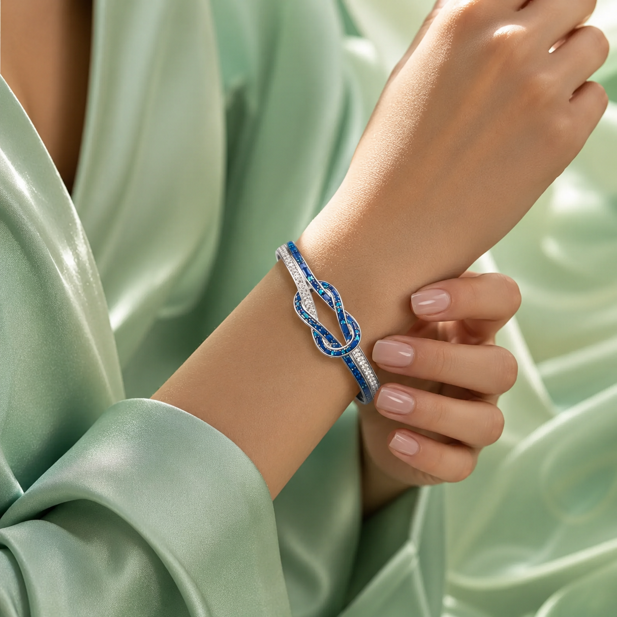 Modern Blue Enamel 925 Sterling Silver Designer Bracelet for Women SBR2826