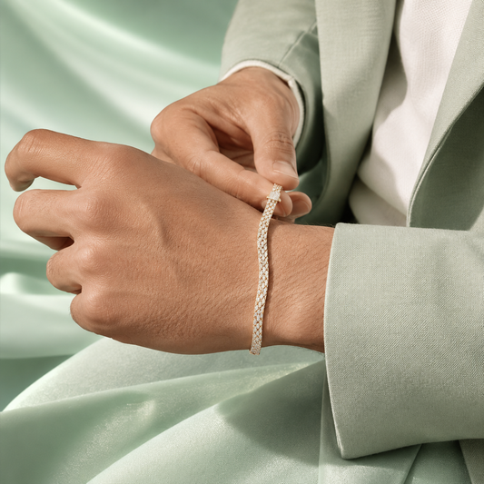 Luxury Gold Tennis 925 Sterling Silver Bracelet SBR2546