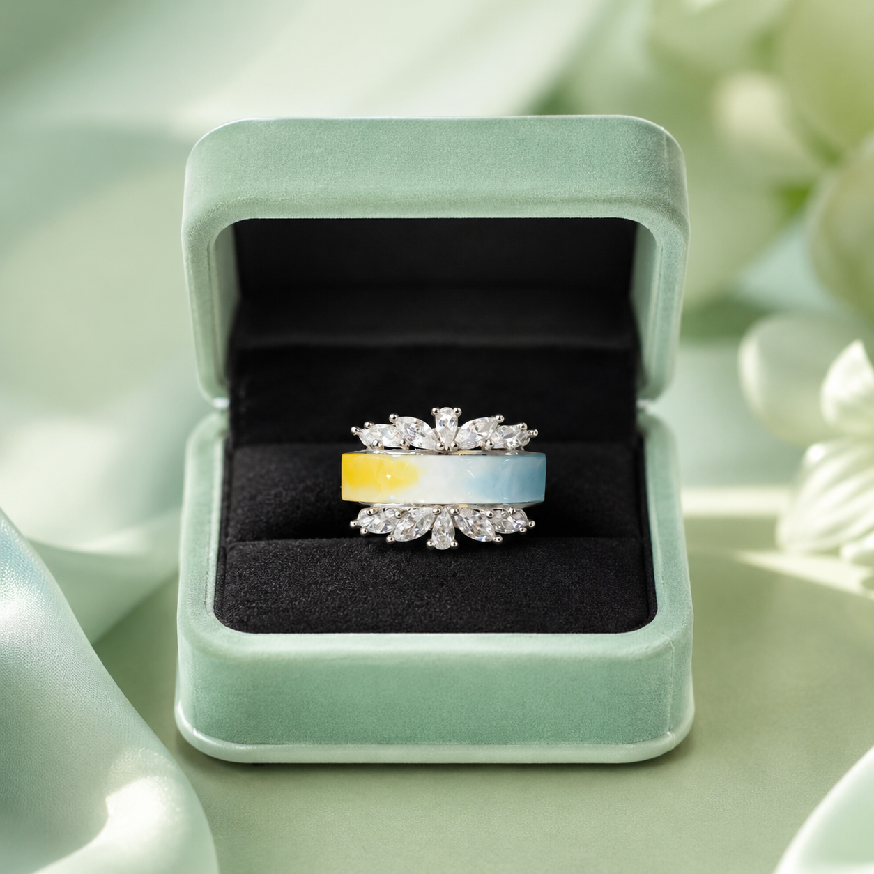 925 Sterling Silver Floral CZ Statement Ring | Elegant Designer Adjustable Ring for Women IRM4176