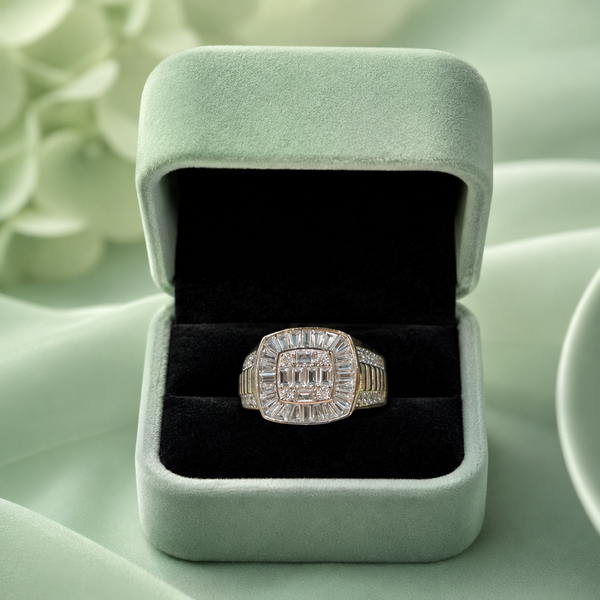 925 Sterling Silver Baguette Diamond Style Statement Ring for Men & Women | Premium Luxury Cocktail Ring IRM3993