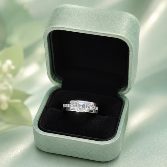925 Sterling Silver Emerald-Cut CZ Statement Ring for Women | Luxury Sparkle Band IRM3845