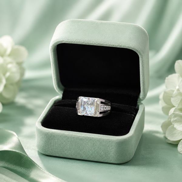 925 Pure Silver Emerald-Cut Statement Ring for Men | Premium Luxury CZ Stone Ring 925 Pure Silver Emerald-Cut Statement Ring for Men | Premium Luxury CZ Stone Ring