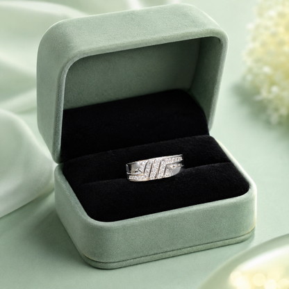 925 Pure Silver Geometric CZ Diamond Ring for Men & Women | Premium Sterling Silver Statement Band IRM4780