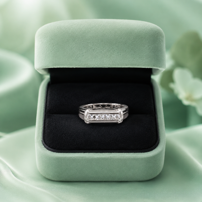 925 Sterling Silver Diamond-Style Bar Ring for Men & Women | Elegant Everyday Luxury Ring IRM4791