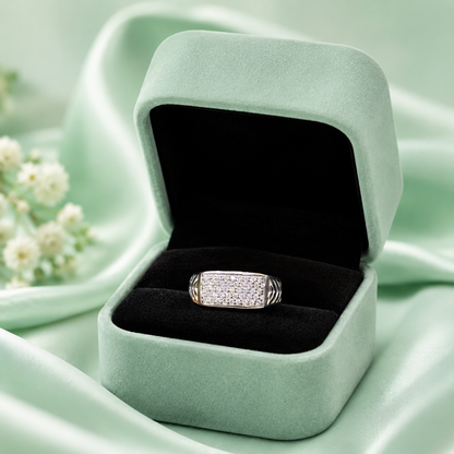 925 Pure Silver Diamond-Cut Rectangular Statement Ring for Men | Premium Sterling Silver Ring IRM4773