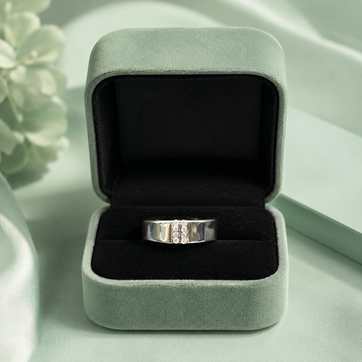 925 Pure Silver Diamond-Style Men's Ring | Elegant Premium Silver Band for Daily Wear IRM4787
