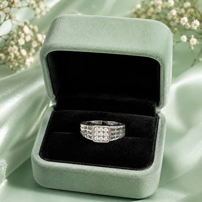 925 Pure Silver Diamond Cluster Ring for Men | Premium Sterling Silver Statement Ring IRM4777