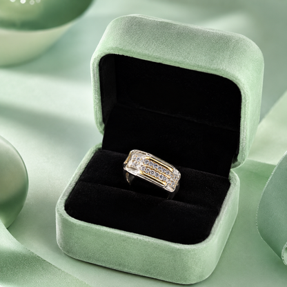 925 Sterling Silver Dual-Tone Diamond Look Designer Ring for Men IRM4785