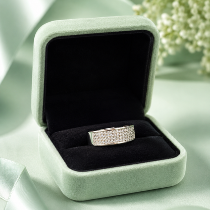 925 Pure Silver Micro Pave Diamond Ring for Men & Women | Premium Sterling Silver Statement Band