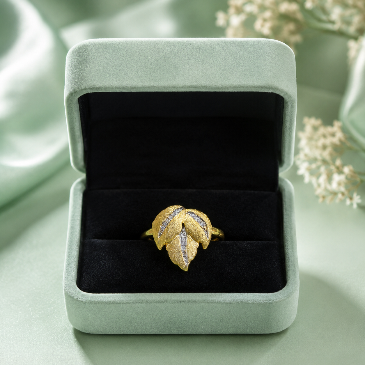 925 Sterling Silver Leaf Design Ring for Women | Elegant Nature-Inspired Adjustable Ring IRM3706