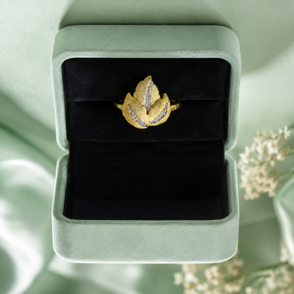 925 Sterling Silver Leaf Design Ring for Women | Elegant Nature-Inspired Adjustable Ring IRM3706