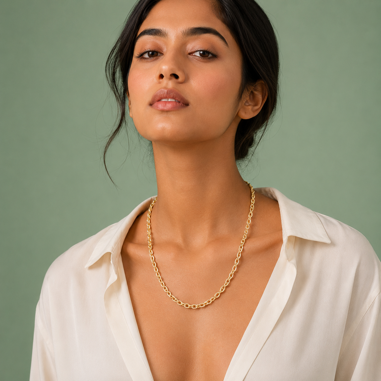 Bold Gold Link Chain Necklace – Modern Statement Elegance SCH2234