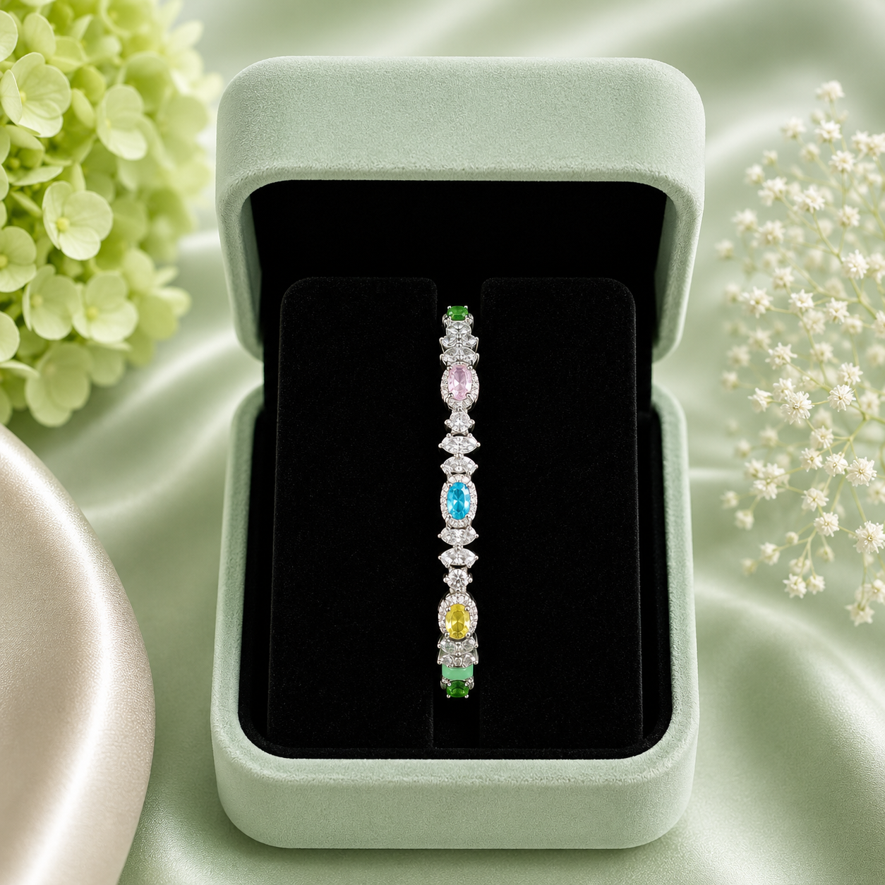 Elegant Pastel Stone Crystal Bracelet for Women SBR2604