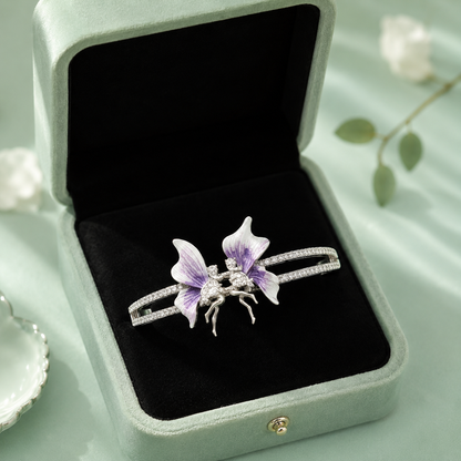 Lavender Orchid Floral 925 Sterling Silver Designer Bracelet for Women SBR2581