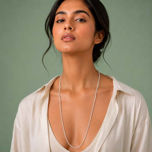 Silver Long Chain Necklace – Minimal Timeless Elegance SCH2250