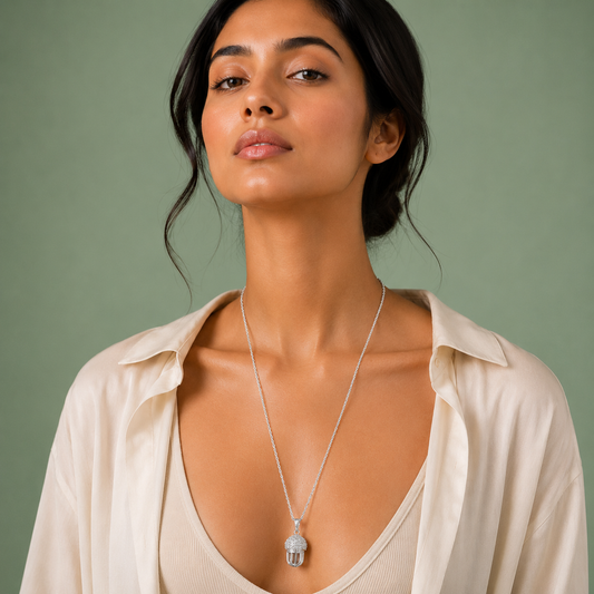 Silver Crystal Pendant Necklace – Elegant Minimal Statement Charm SCH2088