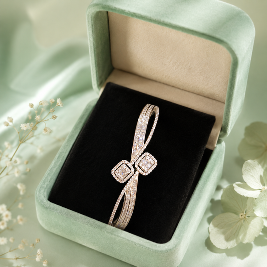 Elegant Double Loop 925 Sterling Silver Designer Bracelet for Women SBR2833
