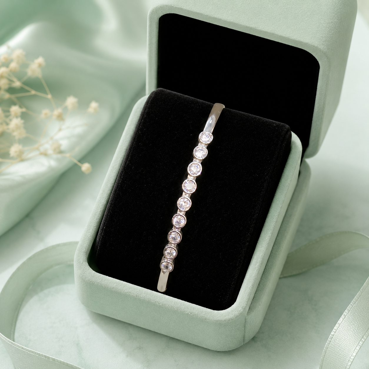 Classic Solitaire Line 925 Sterling Silver Bracelet for Women SBR2634