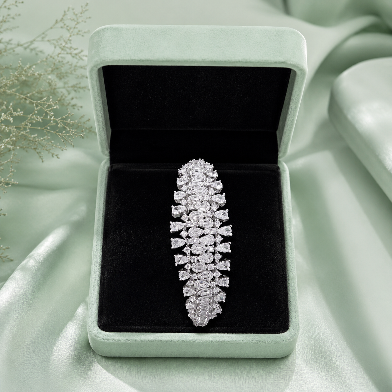 Luxury Statement CZ 925 Sterling Silver Bridal Bracelet for Women SBR2649