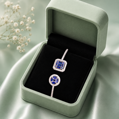 Luxury Blue Sapphire Style 925 Sterling Silver Designer Bracelet for Women SBR2539