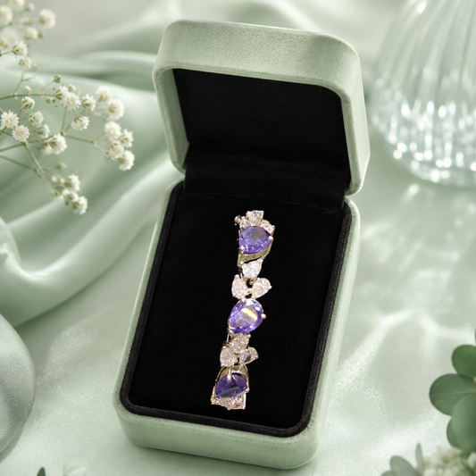 Luxury Purple Heart Stone 925 Sterling Silver Statement Bracelet for Women SBR2492