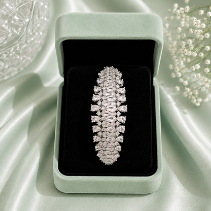 Luxury Statement Crystal Leaf 925 Sterling Silver Bracelet for Women SBR2651