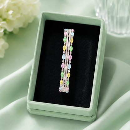 Pastel Multicolor Stone 925 Sterling Silver Designer Bracelet for Women SBR2600