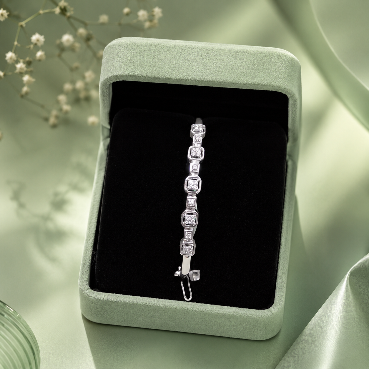 Minimal Geometric 925 Sterling Silver Zircon Bracelet for Women SBR2638